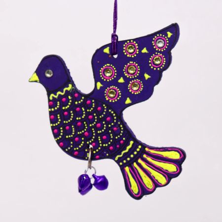 Handmade Wooden Dove Christmas Hanging for Home Decor - Purple, Green, Red, and Blue